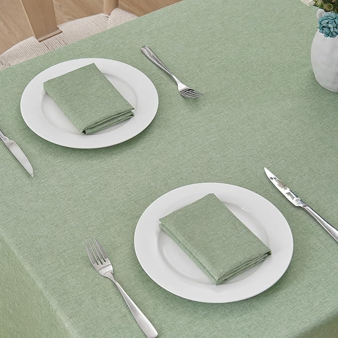 2 Pack Rectangle Tablecloth, 60x120 inch, Water Resistant Wrinkle Free Linen Textured Table Cloth Washable, Decorative Fabric Table Cover for Dining, Party and Camping, Sage Green