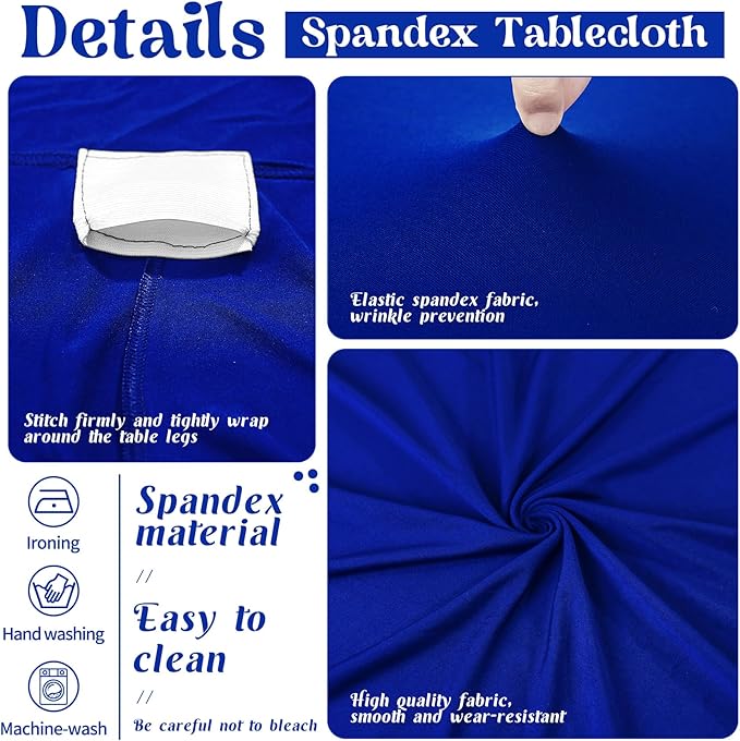 HAISIWLKJ 3 Pack Table Cloth 8ft Royal Blue Tablecloths for Rectangle Folding Table Spandex Fitted Stretch Cover Wrinkle Resistant Washable Protector for Party, Wedding, Banquet, Festival.