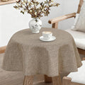 JIUZHEN Round Textured Table Cloth Linen Wrinkle Free Stain Resistant Farmhouse Decorative Circular Tablecloth for Kitchen, Dining, Party, Wedding, Outdoor Use (30 Inch Round,Khaki)