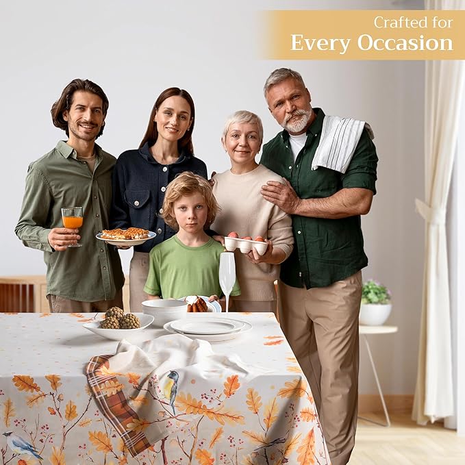 Maison d' Hermine Table Cloth Rectangle Table 100% Cotton 60 x 120 Inches Fall Tablecloth Reusable Everyday Use for Thanksgiving Christmas Decorations Dining Farmhouse Party (Oak Leaves)