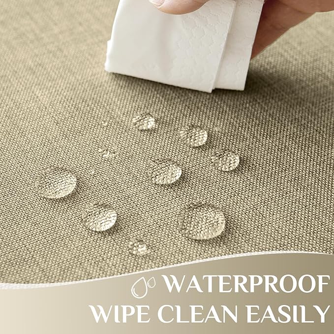 Softalker Large Rectangular Table Cloths 60x104 inch Khaki Faux Linen Tablecloth Outdoor Waterproof Stain and Wrinkle Resistant Table Cover for 6/8 Foot Rectangle Dining Tables for Party Graduation