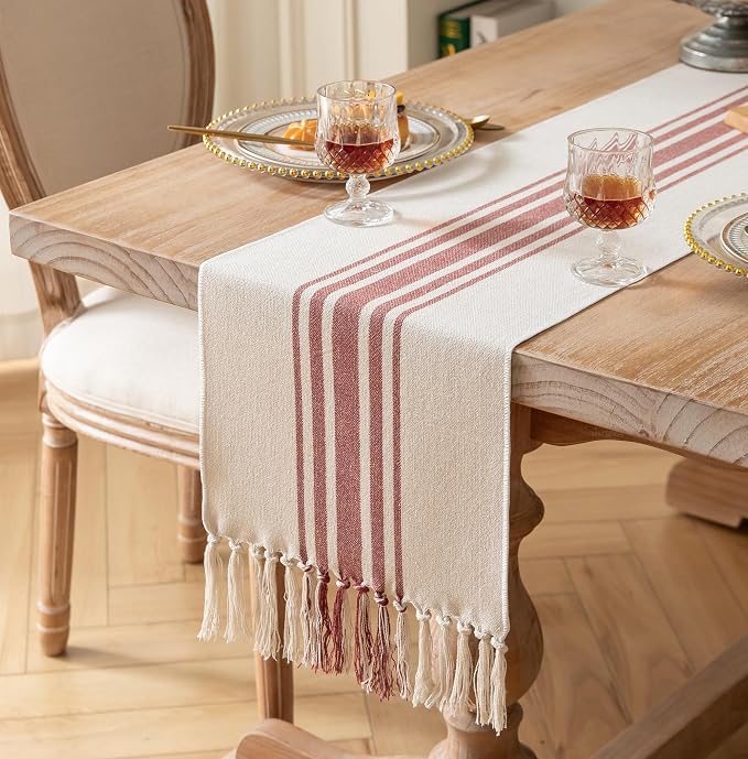 Boho Table Runner for Modern Farmhouse Fall Decor, Dining Table décor 13 x 90 - Image 2