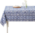 Maison d' Hermine Table Cloth Rectangle Table 100% Cotton 54 x 72 Inches Tablecloth Reusable Decorative for Dining Room Farmhouse Home Valentines Day Decorations Spring Summer - Melodie Bleue