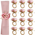 Handcraft Flower Napkin Rings Set of 12, Valentine's, Thanksgiving by FEKIDO