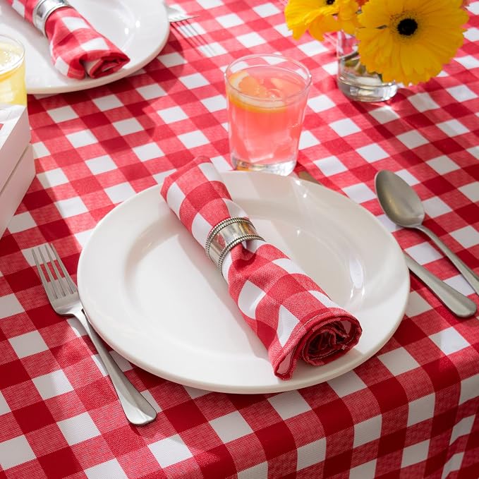 DII Checkered Tabletop Collection 100% Cotton, Machine Washable, Tablecloth - Image 3