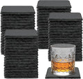 68 Pcs 4 Inch Square Black Slate Coasters Bulk by SIJDIEE
