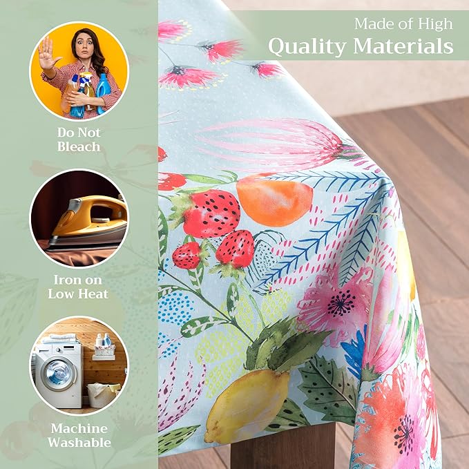 Maison d' Hermine Table Cloth Rectangle Table 100% Cotton 60 x 120 Inches Tablecloth Reusable Decorative for Dining Room Farmhouse Home Valentines Day Decorations Spring Summer - Jardin D'Ete - Mint
