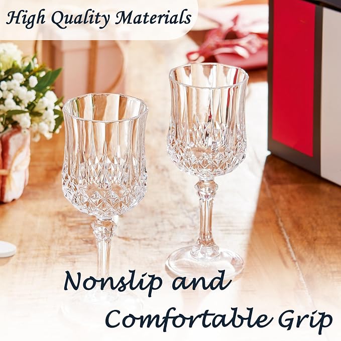 48Pack Plastic Wine Glasses, 7oz Vintage Goblets - Image 4