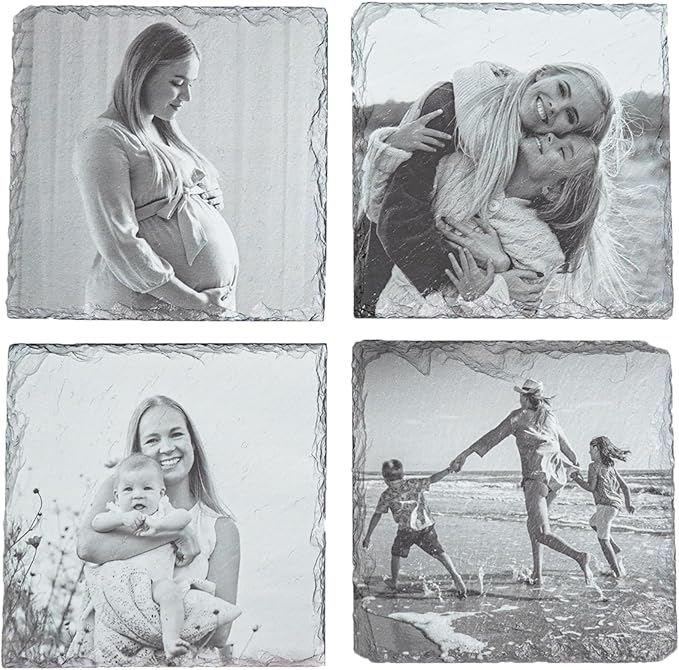 Blue Ridge Mountain Gifts - Custom Coasters Printed with Your Photos, Mothers's Day Present, Thoughtful Keepsake for New Mom, New Mom and Dad Gift of Newborn Photoshoot, Personalized Slate Coasters