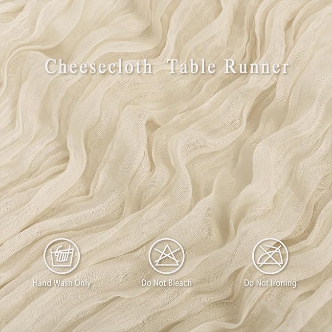 8 Pack Ivory Cheesecloth Table Runner 17x108 inch Boho Gauze Cheese Cloth Table - Image 4
