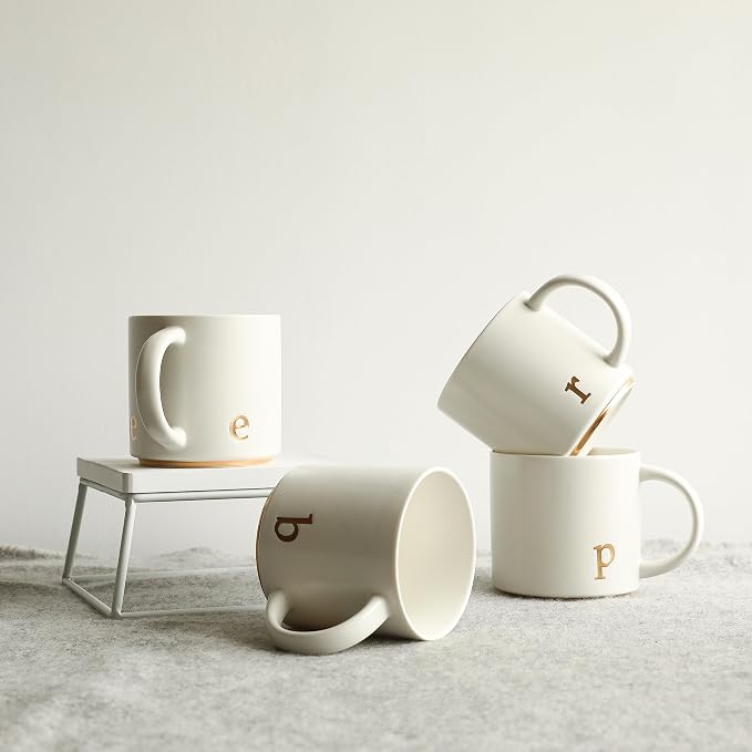 COLLECTIVE HOME Ceramic Coffee Mug, 15 oz Monogram Cup - Image 5