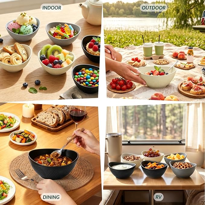 Wheat Straw Bowls 26 OZ Serving Bowls Oval Serving Dishes - Image 8
