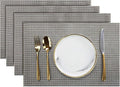 New Star Foodservice 28195 Crossweave Woven Vinyl Placemats, Set of 4, Electrum Silver