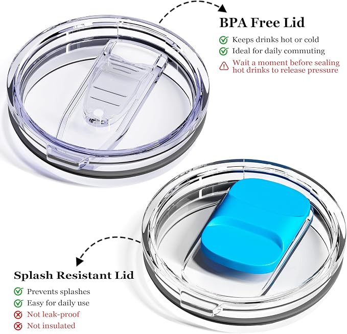 12oz Insulated Coffee Mug with Lid – Includes Two Lids, Stainless Steel Coffee - Image 3