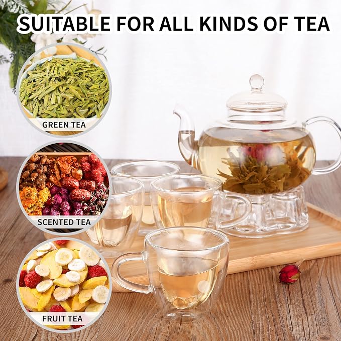 Glass Teapot Set, 40OZ/1200ml Stovetop Safe Glass Tea Kettle - Image 4