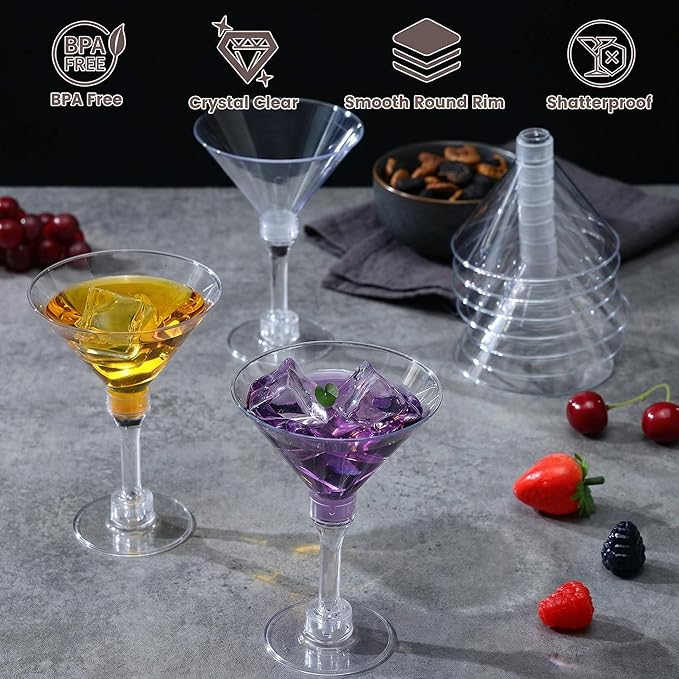 CALBODE 40 Pack Plastic Martini Glasses 5 Oz Disposable Cocktail Cups | Tall - Image 6