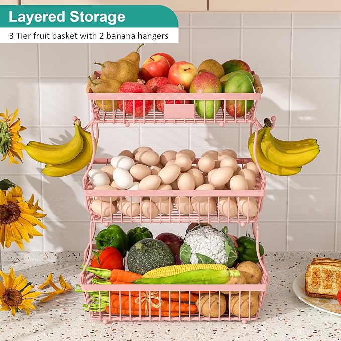 3 Tier Fruit Basket for Kitchen Counter - Image 2