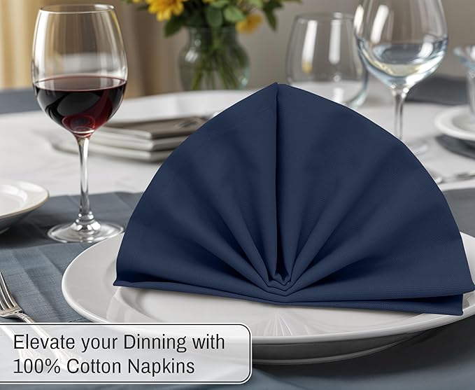 Ruvanti Cloth Napkins Set of 6, 18x18 Inches, 100% Cotton, Washable, Soft & Absorbent, Perfect for Wedding, Christmas, ‎Thanksgiving Dinners - Pageant Blue