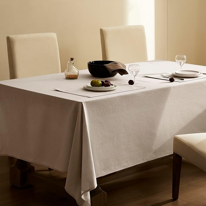 4 Foot Khaki Linen Tablecloth Light Tan Brown Neutral Table Decor Washable Heavy Weight Water Repellent Burlap Tablecloths Linen Tablecloths for Rectangle Tables 4ft 60x70 Inch 4-6 Seater
