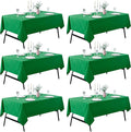 6-Pack 60x102 inch Forest Green Table Cloths, Solid Stain and Wrinkle Resistant Oblong Tablecloth, Premium Plain Weave Polyester Fabric Rectangle Table Linen Covers for Hotel, Wedding