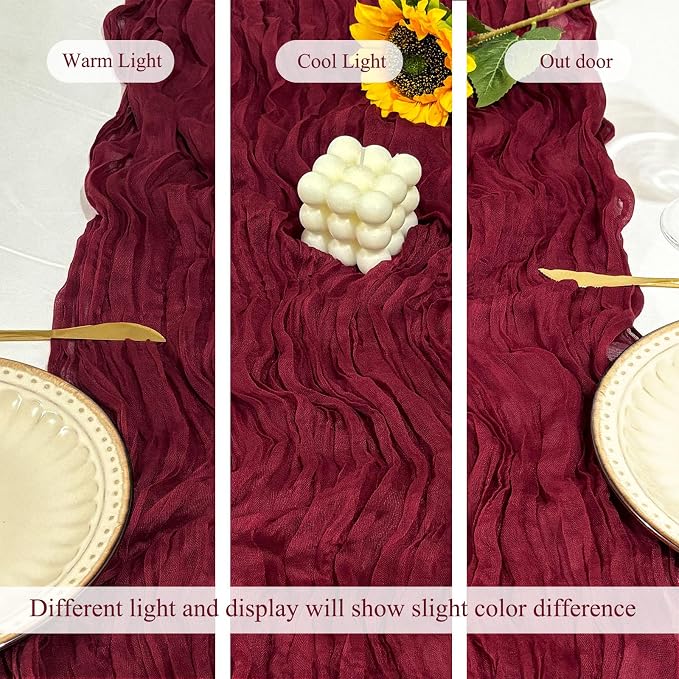 6Pack Burgundy Cheesecloth Table Runner, 17 x 108 inch Sheer Cheese Cloth - Image 5