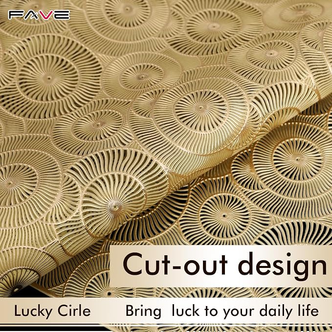FAVE Gold Small Table Runner 36 Inch Dresser Vinyl Runner | Heat Resistant - Image 6