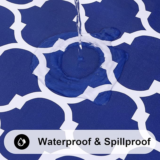 Smiry Rectangle Table Cloth, Waterproof Vinyl Tablecloth with Flannel Backing for Rectangle Tables, Wipeable Spillproof Plastic Tablecloths for Dining, Camping, Indoor and Outdoor (54"x120", Navy)