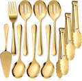 11PCS Stainless Steel Gold Serving Utensils, 8.7''Serving Spoons, 8.7''Slotted by Kzovone