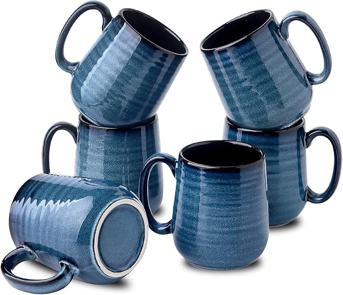 HASENSE Coffee Mugs, 12 Ounce Ceramic Coffee Mug Set of 6, Reactive Glaze Tea by Hasense