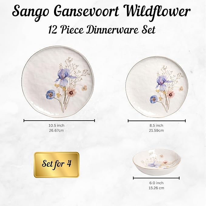 Sango 12-Piece Luxury Porcelain Dinnerware Set - Image 7