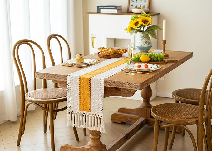 Farmhouse Table Runner for Home Decor 12x72 Yellow Fall Home Decor | 72 Inches - Image 4