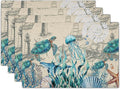 Nautical Placemats Set of 4 - Vintage Coastal Place Mats 12x18 Sea Turtle Table Mats Beach Kitchen Mats for Party Dining Table