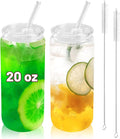 Joyclub 2pcs Glass Cups with Acrylic Lids and Straws 20 oz Drinking Glasses | by Joyclub