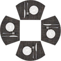 SHACOS Small Wedge Placemats Set of 4 Woven Vinyl Round Table Placemats Wipe Clean Round Table Mats Indoor Outdoor, Black Brown