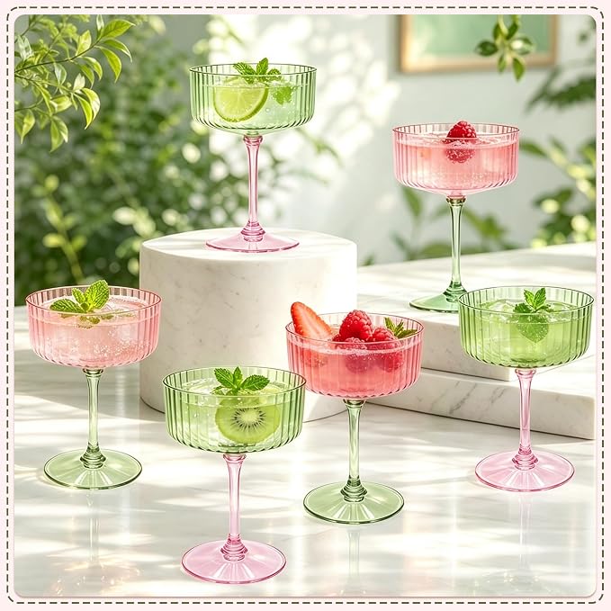 12PCS Plastic Martini Glasses, Unbreakable Reusable Champagne Coupe, Removable - Image 4