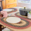 Homespice Highland Jute Braided Oval Placemats, Warm Lodge and Cabin Decor, Set of 6, 13x19 Multicolor Table Mats - Vibrant Colors, Durable, Easy to Clean and Protects Furniture