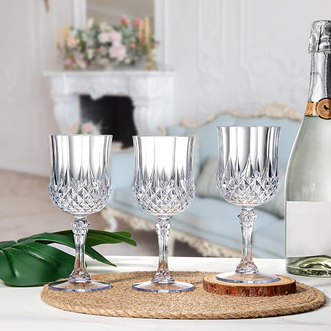 XUWAIDSGN 48 Pcs 7oz Plastic Vintage Wine Glasses Drinking Glasses Unbreakable - Image 8