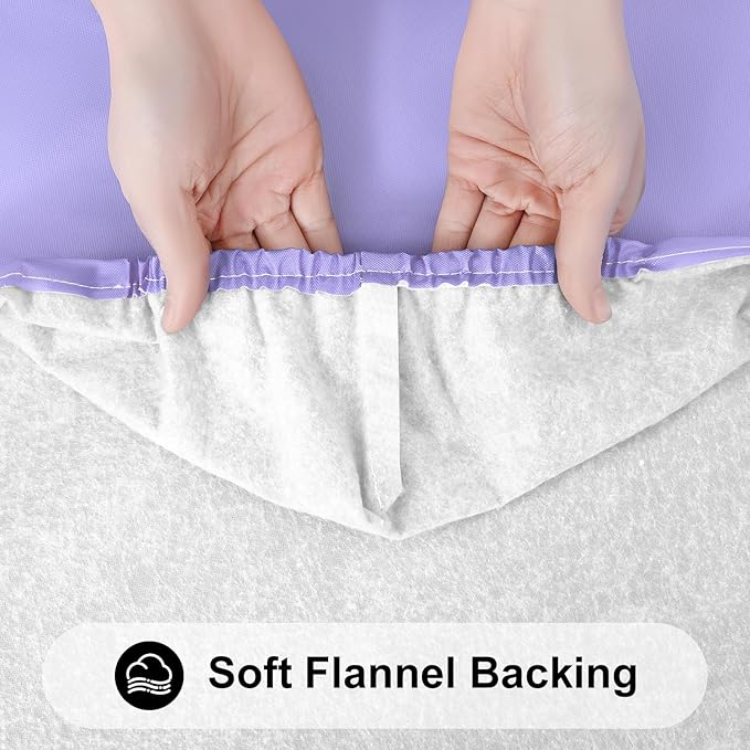 Smiry Rectangle Tablecloth, Elastic Fitted Flannel Backed Vinyl Tablecloths for 6ft Folding Tables, Waterproof Wipeable Table Covers for Indoor, Outdoor, Picnic and Camping (Lavender, 30"x72")