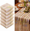 Champagne Floral Table Runner 10ft Embroidery Tulle Spring Wildflower Gauze by Windkream