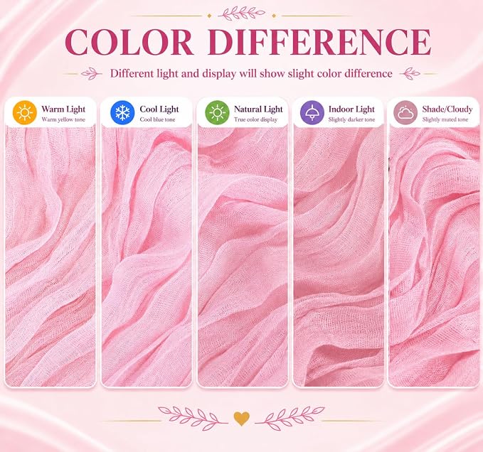 12 Pack Pink Cheesecloth Table Runner 17x108 Inch Boho Rustic Semi Sheer Gauze - Image 6