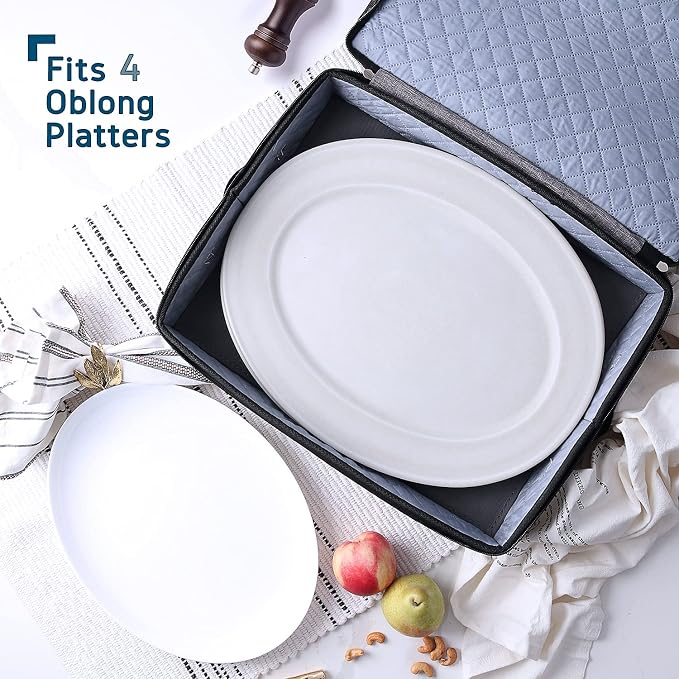 Platter Storage Case – Fine China Storage Containers Hard Shell, Quilted and - Image 2