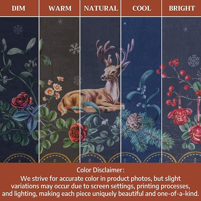 Maison d' Hermine Table Cloth Rectangle Table 100% Cotton 54 x 72 Inches Fall Tablecloth Reusable Everyday Use for Thanksgiving Christmas Decorations Dining Farmhouse Party (Christmas Joy)