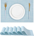 Leetaltree Soft Sky Blue Woven Placemats Set of 6 by Leetaltree-ArtatEveryTable