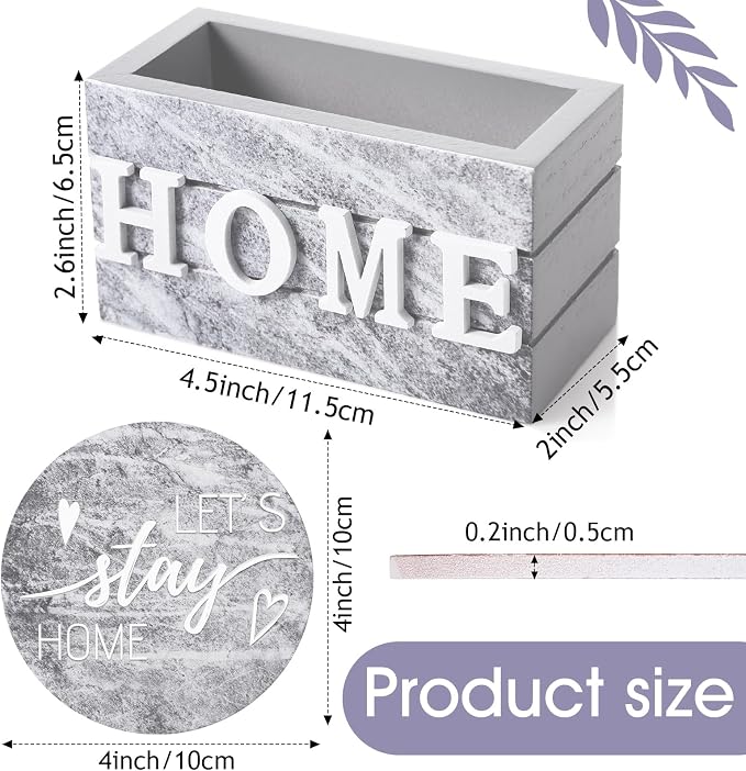 Queekay Coasters Set of 6 House Warming Gifts New Home Wooden Farmhouse Drink - Image 2