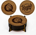 LazerEdge Queens Royals Wooden Coaster Set - Cherry Wood - Officially Licensed Product - 4-Pack