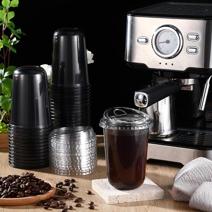 Ziliny 50 Sets Clear Plastic Coffee Cups - Image 2