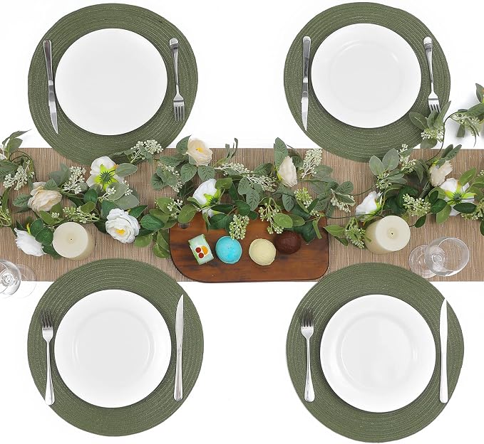 SHACOS Round Placemats Set of 8 Washable 15 inch Round Table Mats Cotton - Image 5