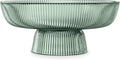 Navaris Glass Fruit Bowl - Decorative Fluted Colored Table Centerpiece Dish - 10.2" Diameter Green Tinted Bowl for Snacks and Candy
