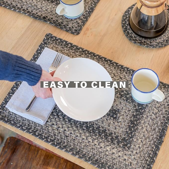 Homespice Flint Hill Jute Braided Trivets for Table, Warm Primitive Decor, Set of 3, Grey 8" Round Heat Resistant Mat - Rich Colors, Easy to Clean, Durable and Protects Furniture