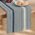 Artoid Mode Dark Blue Farmhouse Stripe Braided Table Runner 12x120 Inch | by ArtoidMode